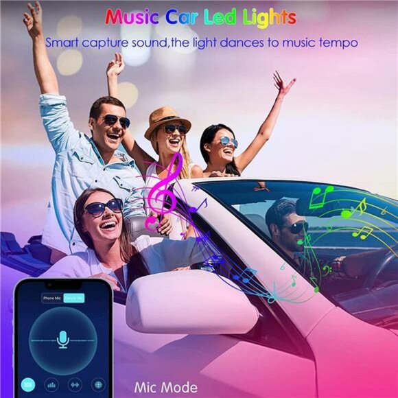 Interior Car Lights Keepsmile Car Accessories Car Led Lights APP Remote Control - Picture 4 of 7